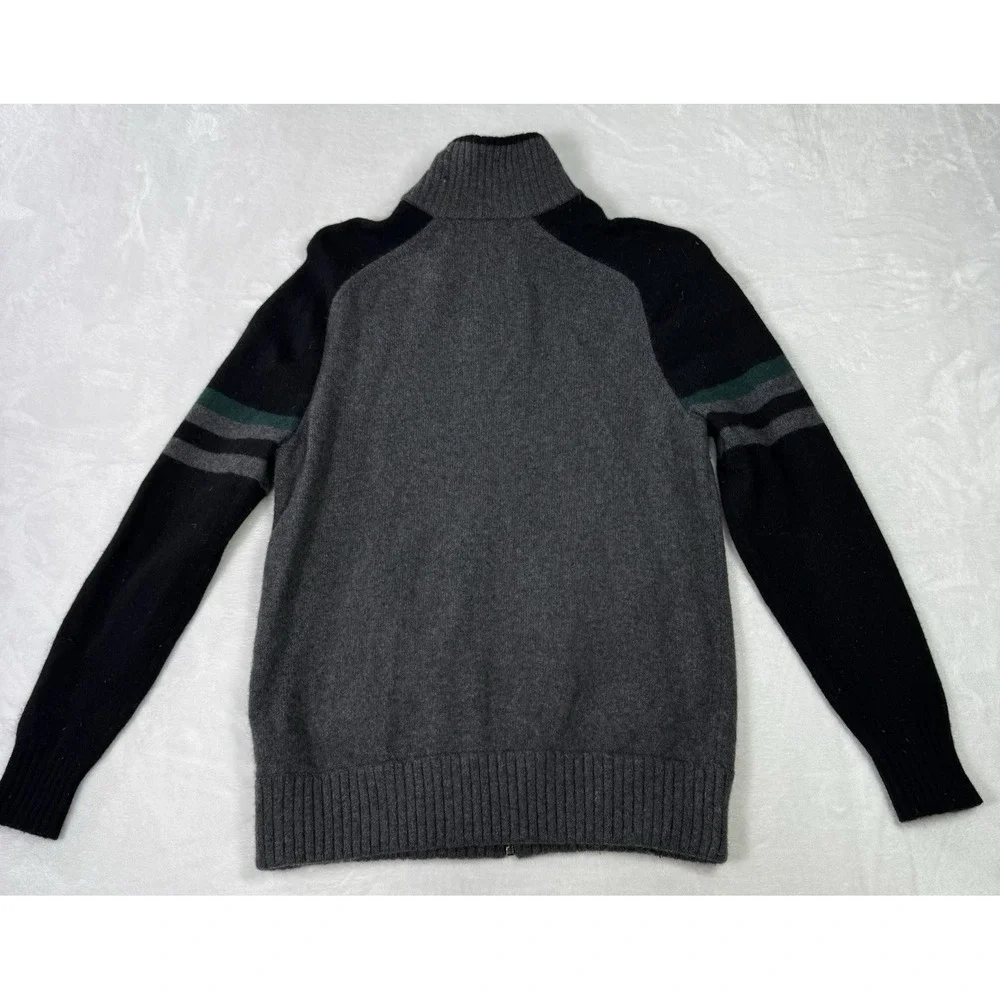 BANANA REPUBLIC Sweater Jacket Mens‎ Medium Gray Italian Yarn Wool Striped Soft